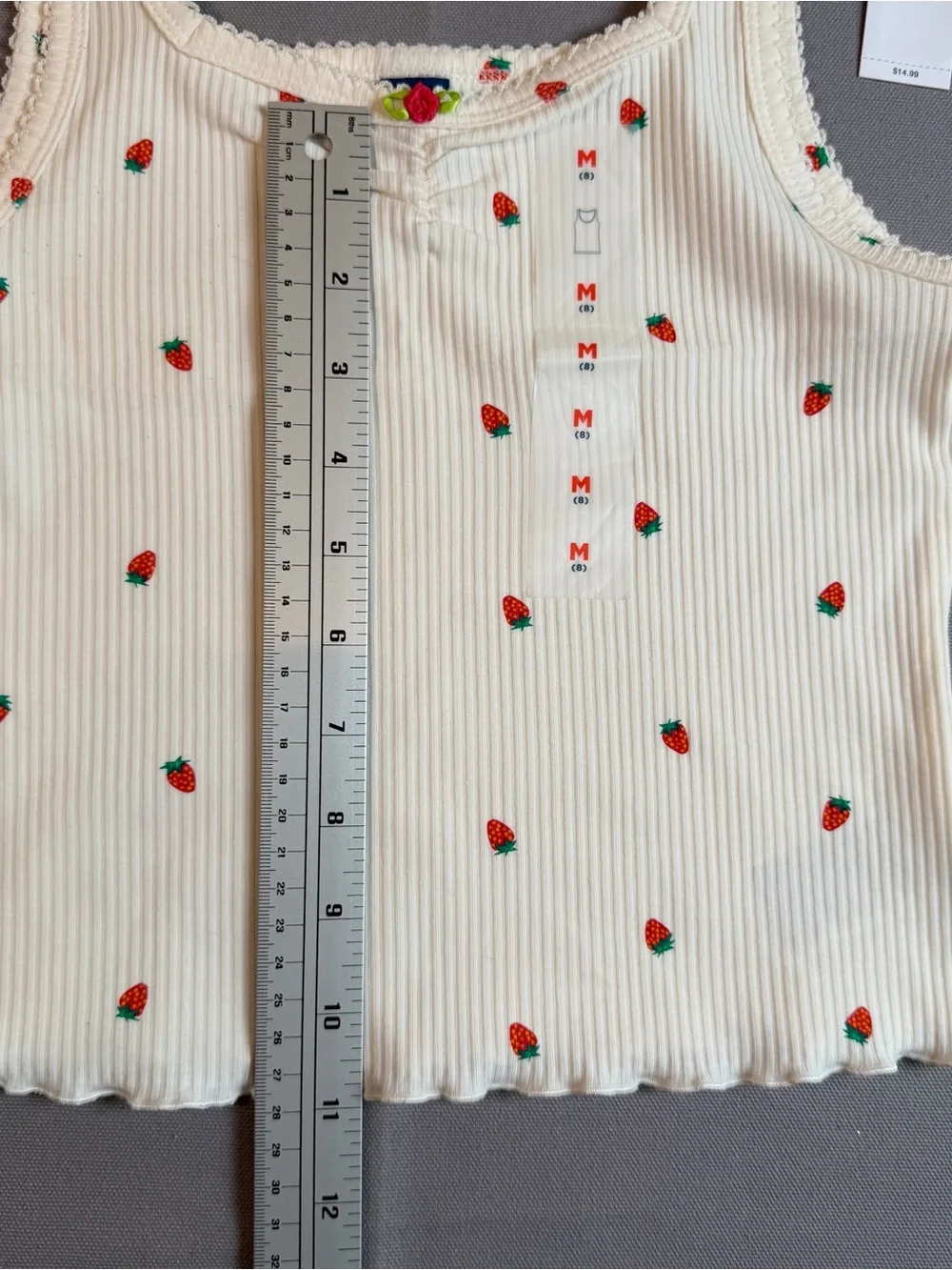 Old Navy Girls szM(8) Cream Ribbed Tank with Red Strawberry Print NEW WITH TAGS